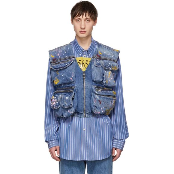 OFF-WHITE Vintage Paint Vest in Blue - Picture 2 of 5